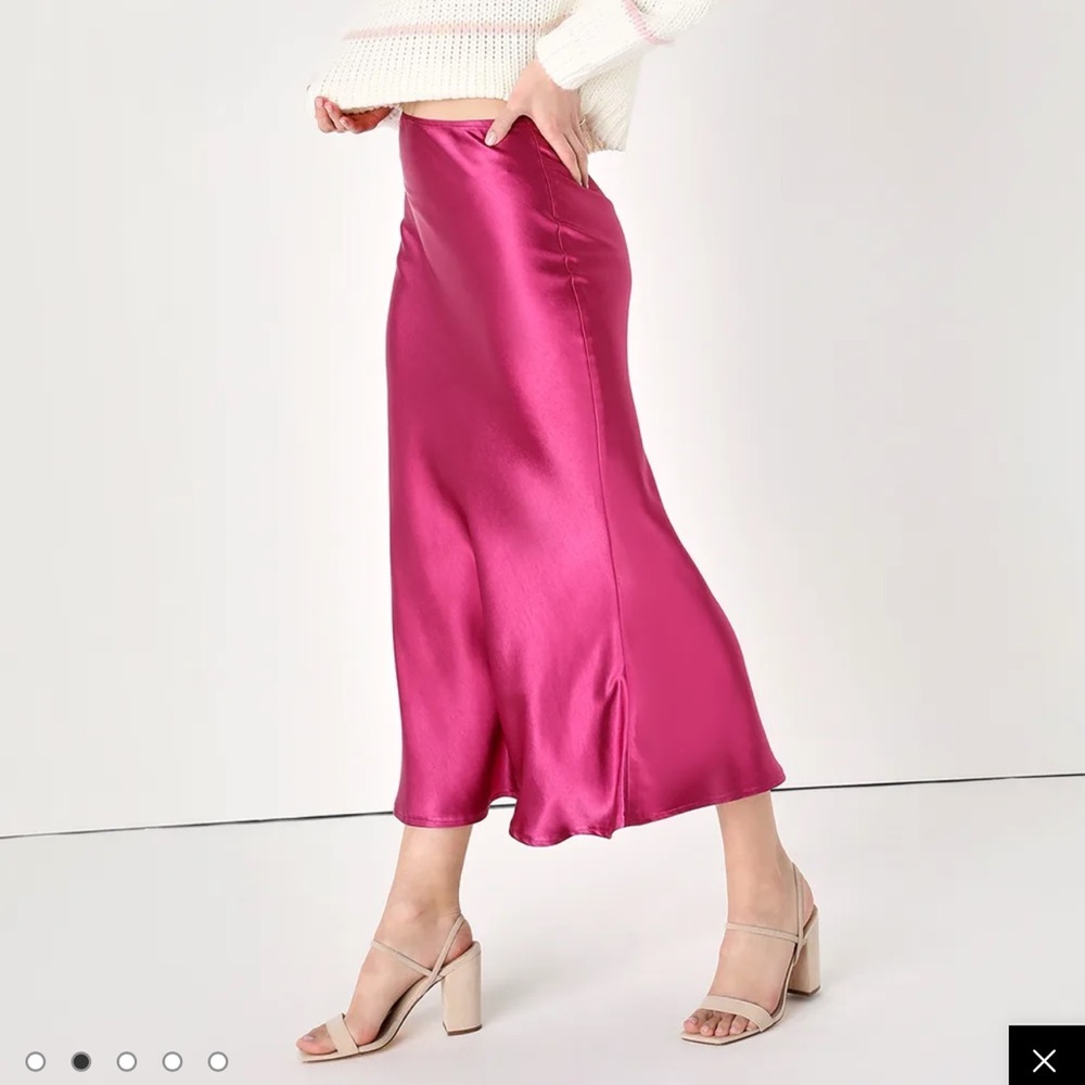 Satin High-Rise MIDI Skirt